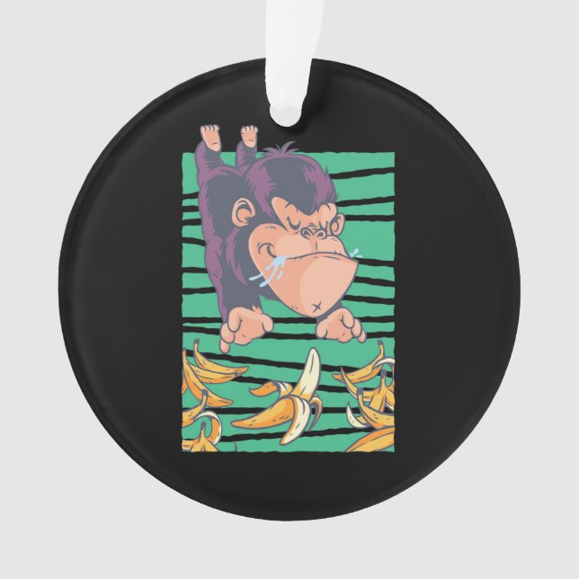 Cute Monkey With Bananas Ornament (Front)