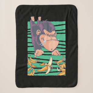 Cute Monkey With Bananas Sherpa Blanket