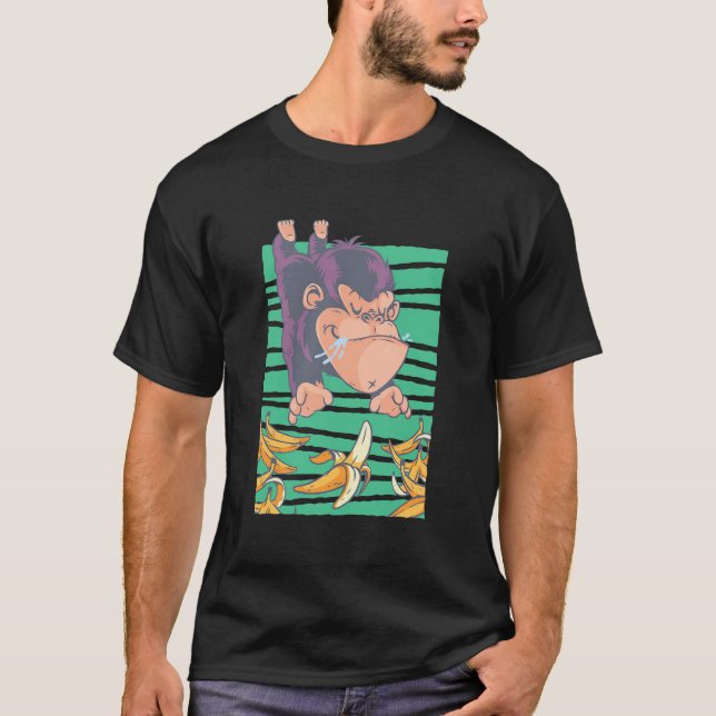 Cute Monkey With Bananas T-Shirt (Front)