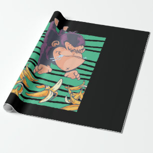 Cute Monkey With Bananas Wrapping Paper