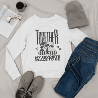Cute monochromatic Racoon Valentine Love Sweatshirt