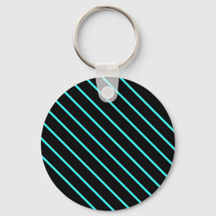 Cute monogram aqua black stripes All-Over-Print T- Key Ring