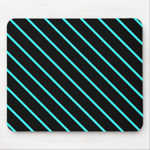 Cute monogram aqua black stripes All-Over-Print T- Mouse Pad