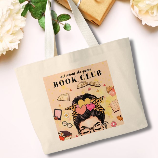 Cute Monogram Book Club  Large Tote Bag (Creator Uploaded)