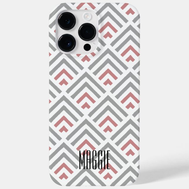 Cute monogram chevron stylish dusty pattern grey Case-Mate iPhone case (Back)