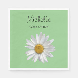 Cute Monogram Daisy Graduation Party Napkin