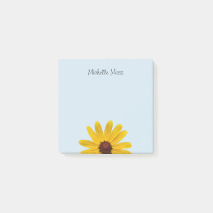 Cute Monogram Floral Yellow and Brown Daisy Post-it Notes