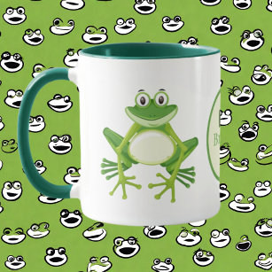 Cute monogram frog add name mug