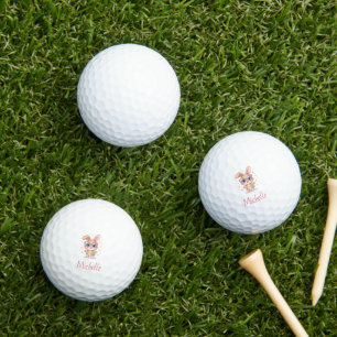 Cute monogram girly bunny wearing glasses golf balls