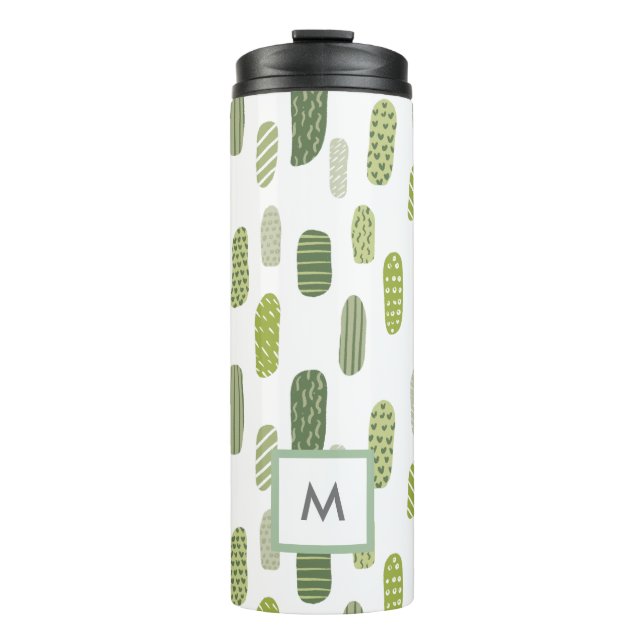 Cute Monogram Green Abstract Thermal Tumbler (Front)