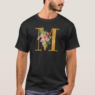 Cute Monogram Initial Letters Coloured Flowers Cap T-Shirt