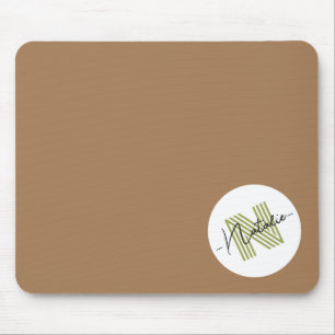 Cute Monogram initial with script Brown White Mouse Pad