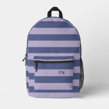 Cute Monogram Initials & Purple Stripes