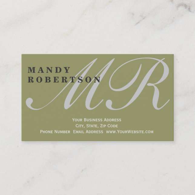 Cute Monogram Interior Designer Business Card (Front)