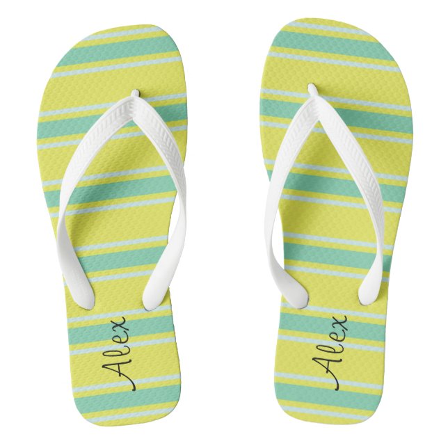Cute monogram l Trendy bright stripes pattern Jandals (Footbed)