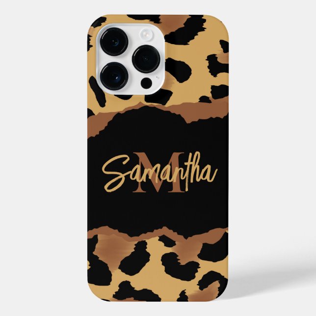 Cute Monogram Leopard Print iPhone Case (Back)