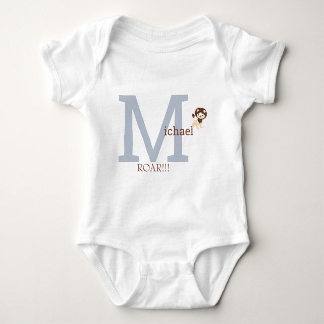 Cute Monogram Lion Baby Boy Bodysuit (Front)
