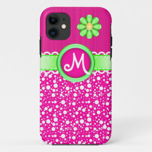 Cute Monogram Polka Dots and Flower iPhone 5 Case