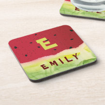 Cute Monogram Red Green Watermelon Custom Kids