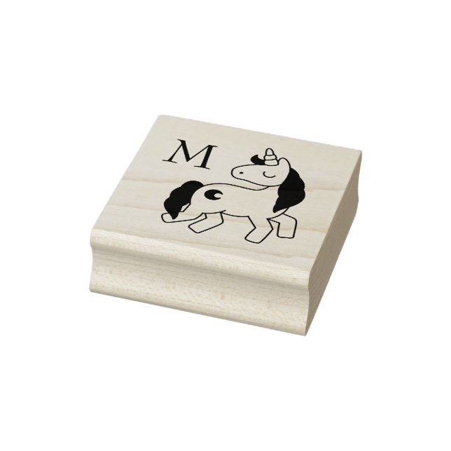 Cute Monogram Unicorn Custom Initial Rubber Stamp (Stamp)
