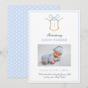 Cute Monogram with crest and bow  Announcement