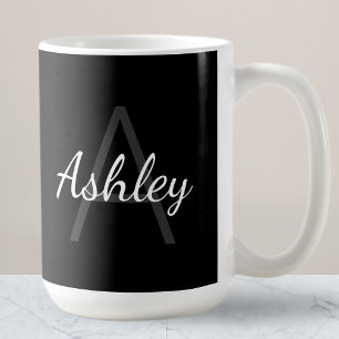 Cute Monogrammed Girl's Name Black & White Coffee Mug
