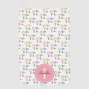 Cute Monogrammed Golf Ball Tee Flag Pin Towel