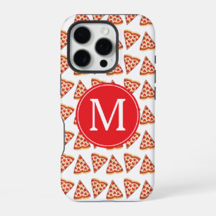 Cute Monogrammed Initials Pizza Pattern iPhone 16 Pro Case