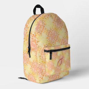 Cute Monogrammed Pink and Yellow Printed Backpack