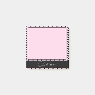 Cute Monogrammed Pink with Black Polka Dots Post-it Notes