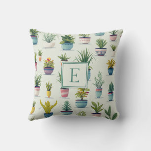 Cute Monogrammed Plant Lover  Cushion