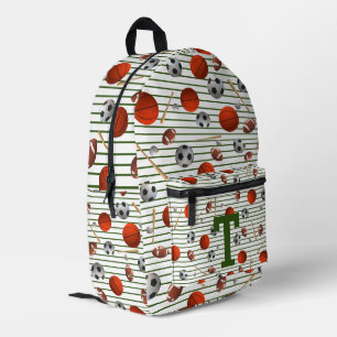 Cute Monogrammed Sports Themed Printed Backpack