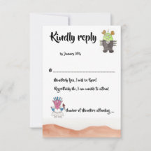 Cute Monster Alternative Wedding RSVP Card