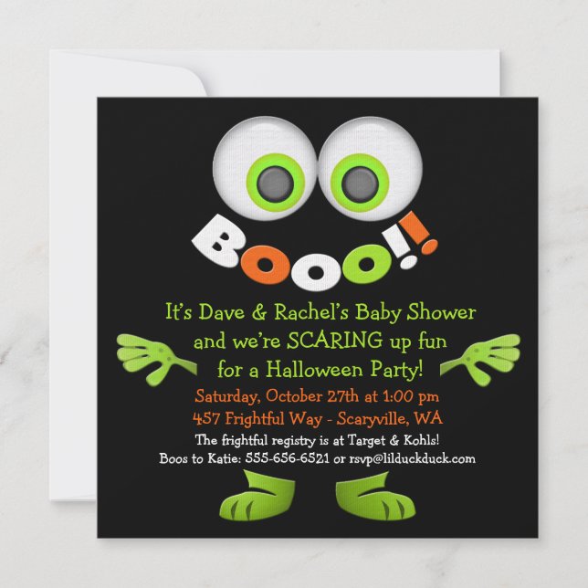 Cute Monster Baby Shower Invitations (Front)