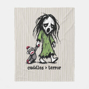 Cute Monster Banshee Sock Monkey Toy Funny Phrase Fleece Blanket