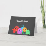 Cute Monster Birthday Card<br><div class="desc">A scary adorable birthday party invitation for kids with a monster theme and a multi coloured polka dotted background,  featuring cute monsters.</div>