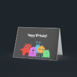 Cute Monster Birthday Card<br><div class="desc">A scary adorable birthday party invitation for kids with a monster theme and a multi coloured polka dotted background,  featuring cute monsters.</div>