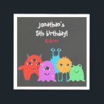 Cute Monster Birthday Napkin<br><div class="desc">A scary adorable birthday party invitation for kids with a monster theme and a multi coloured polka dotted background,  featuring cute monsters.</div>