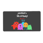 Cute Monster Birthday Water Bottle Labels<br><div class="desc">A scary adorable birthday party invitation for kids with a monster theme and a multi coloured polka dotted background,  featuring cute monsters.</div>