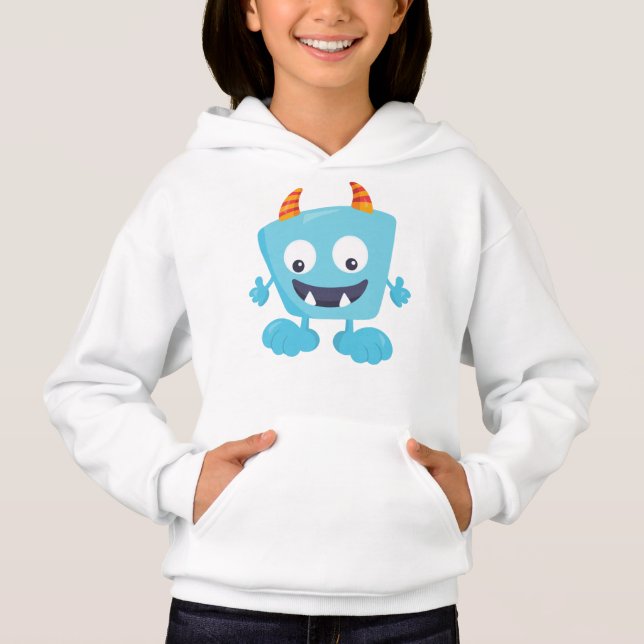Cute Monster, Blue Monster, Funny Monster, Horns (Front)