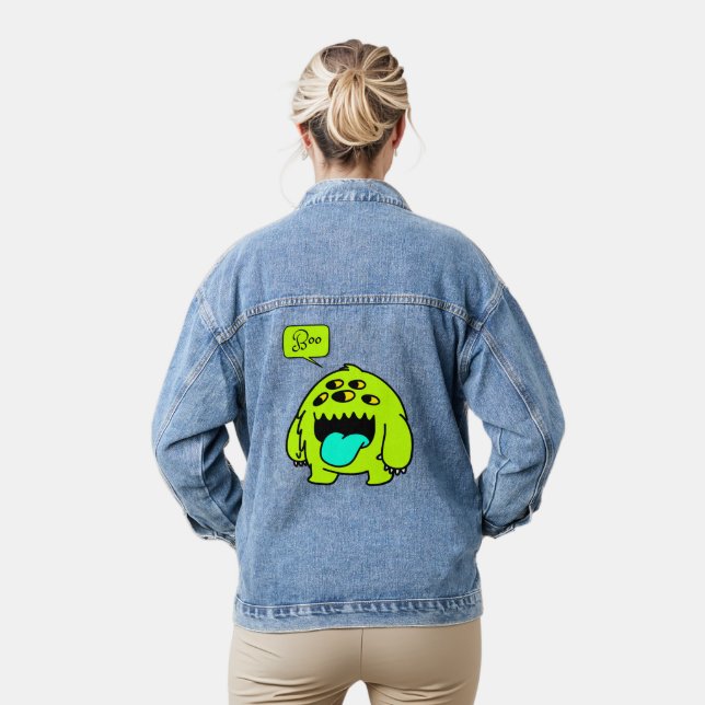 cute monster boo denim jacket (Model)
