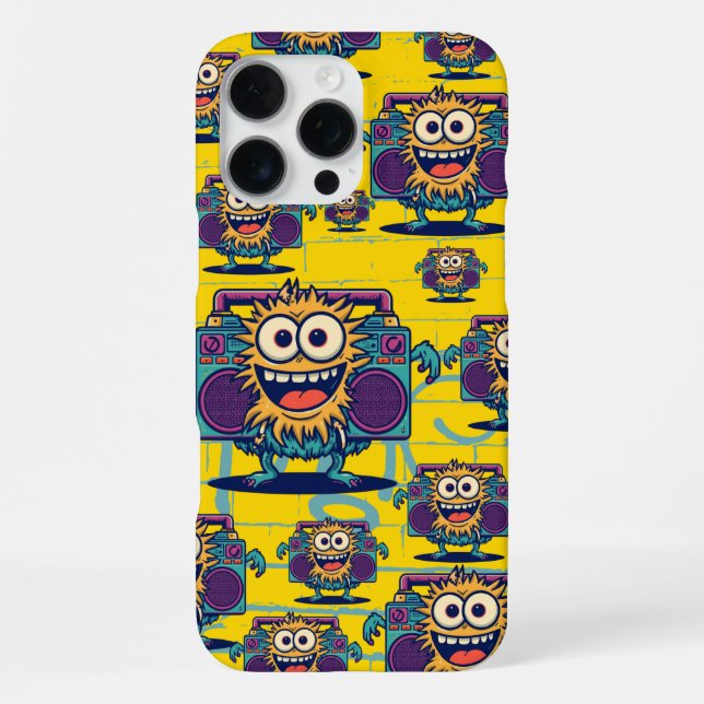 Cute Monster Boombox 80s Music Lover  iPhone Case (Back)