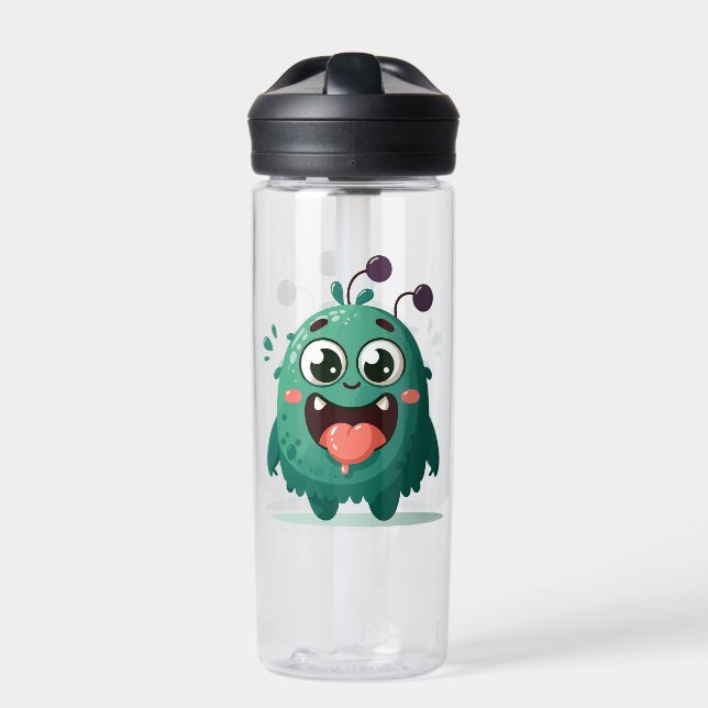 Cute Monster Cartoon Illustration Water Bottle (Front)