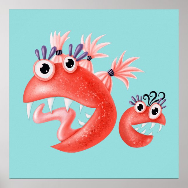 Cute Monster Crazy Funny Kids Poster (Front)