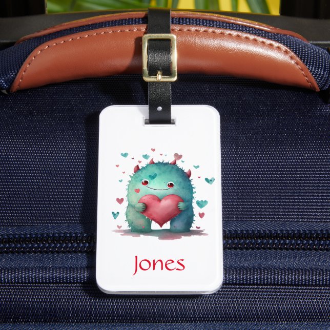 Cute monster design with contact info luggage tag (Front Insitu 2)