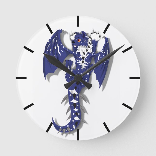 Cute Monster Dragon Round Clock (Front)