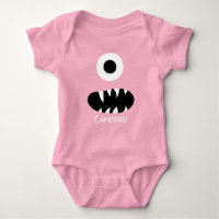 Cute Monster Face Silly Personalised Baby Red
