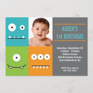 Cute Monster Faces Invitation
