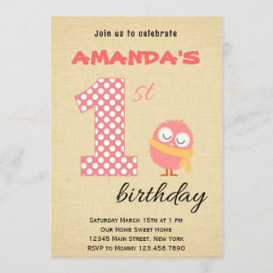 Cute Monster First Birthday Invitation