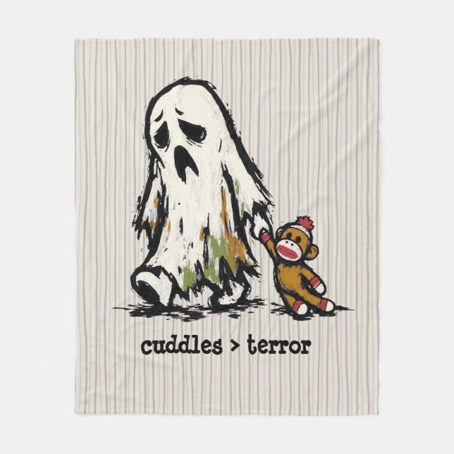 Cute Monster Ghost Sock Monkey Toy Funny Phrase Fleece Blanket (Front)